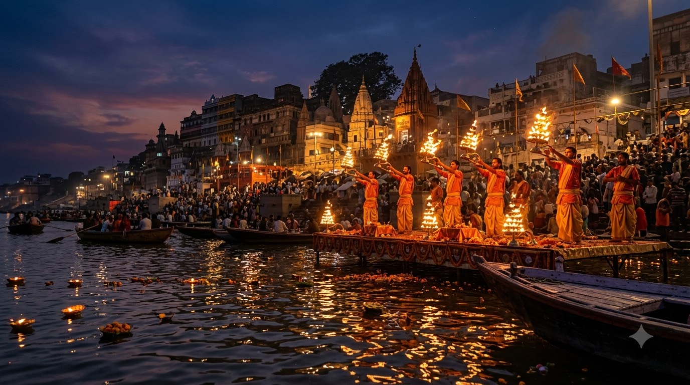 Experiencing Varanasi: Ganga Aarti at Dashashwamedh Ghat, Dawn Boat Rides & Ancient Traditions